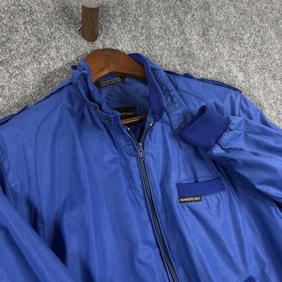 Vintage Members Only Jacket Blue Bomber Full Zip 80s Classic Retro Size 38 - Picture 1 of 8